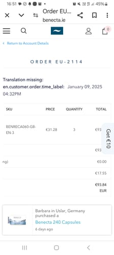 Customer photo review of Benecta 60 capsules