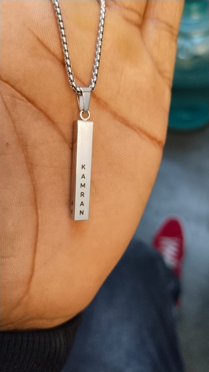 Customer photo review of Personalised Cuboid Locket for Men