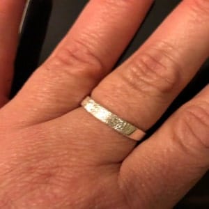 Customer photo review of Custom Fingerprint Engraved Thin Ring Band [4mm], 925 Sterling Silver, Gold Vermeil, Personalized Memorial Christmas Gift for Loss of Family Member