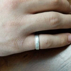 Customer photo review of Custom Fingerprint Engraved Thin Ring Band [4mm], 925 Sterling Silver, Gold Vermeil, Personalized Memorial Christmas Gift for Loss of Family Member