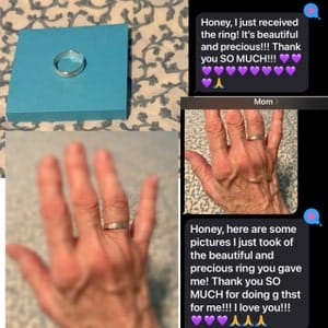Customer photo review of Custom Fingerprint Engraved Thin Ring Band [4mm], 925 Sterling Silver, Gold Vermeil, Personalized Memorial Christmas Gift for Loss of Family Member