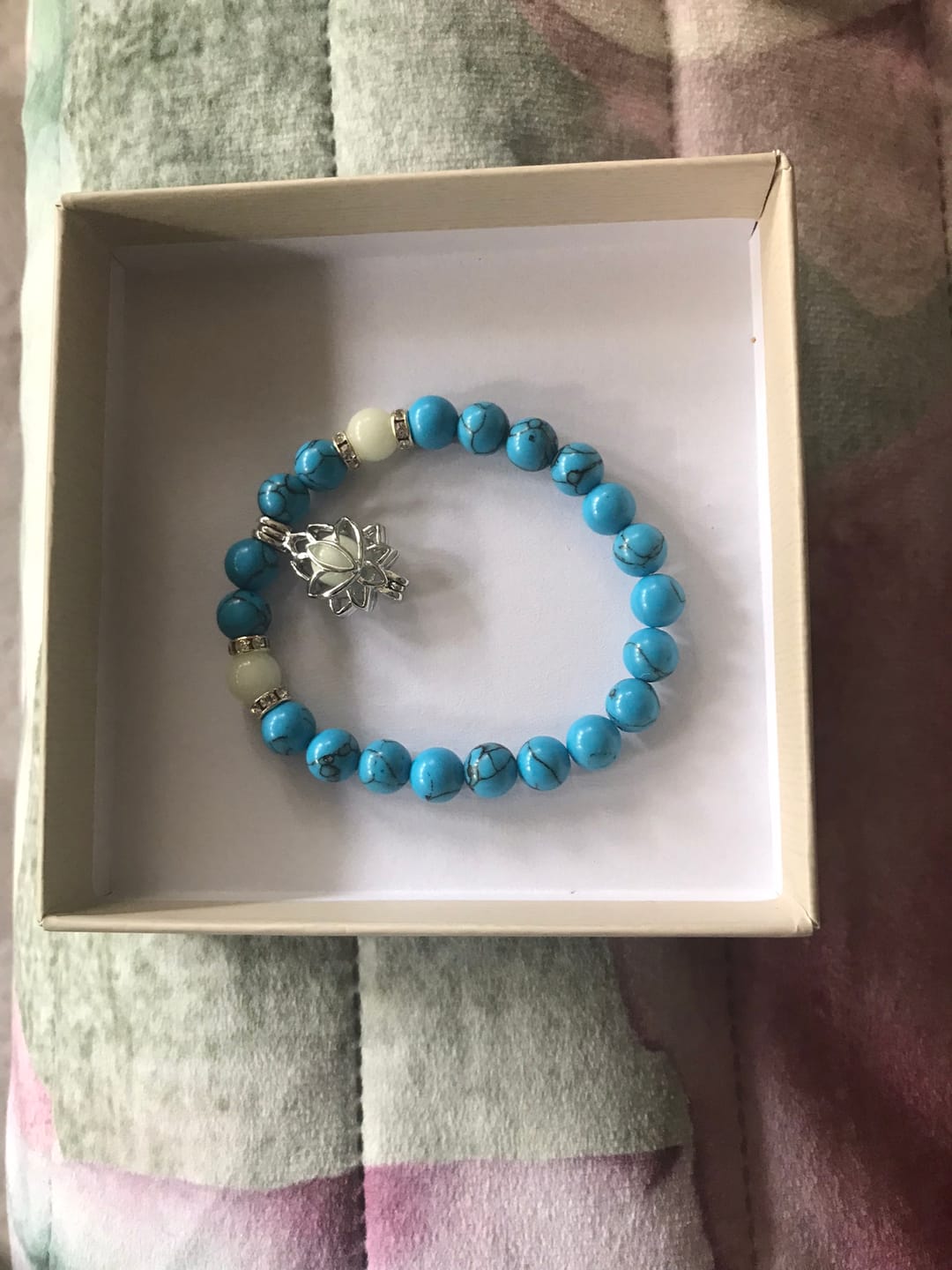 Customer photo review of Buddha Stones Natural White Jade Luck Bracelet