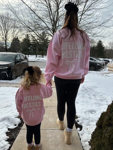 Customer photo review of Lifelong Bestie,  Mommy & Me Sweatshirts - Pink Trendy Sweatshirt