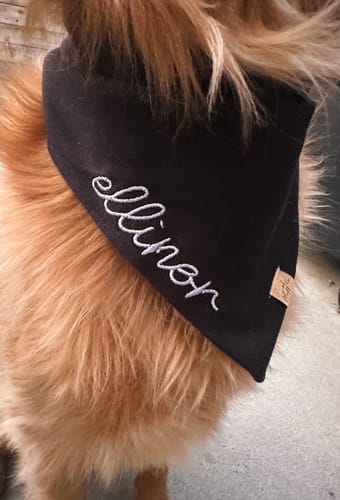 Customer photo review of Custom Name Embroidered Bandana