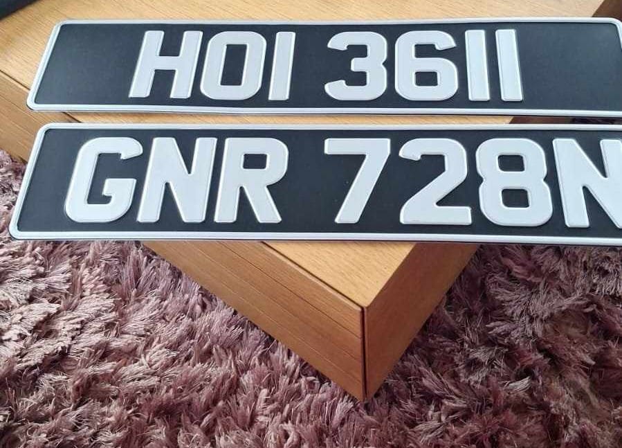 Customer photo review of Classic Oblong Metal Pressed Number Plate - 520mm x 111mm