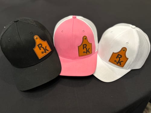 Customer photo review of Cattle Ear Tag Shape Custom Leather Patch Hat