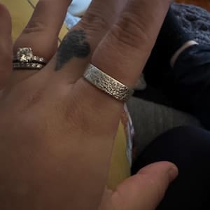Customer photo review of Custom Actual Dog or Pet Nose Print Wide Fingerband Engraved Ring [4mm], 925 Sterling Silver Gold Vermeil, Pet Memorial Christmas Gift for Pet Lover