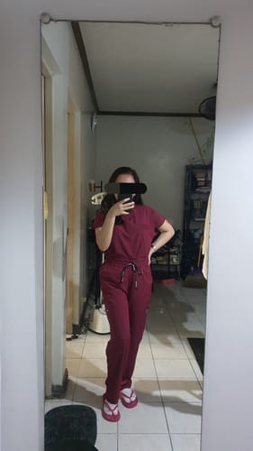 Customer photo review of Mandarin MoveTech® Scrub Top - Women / Garnet
