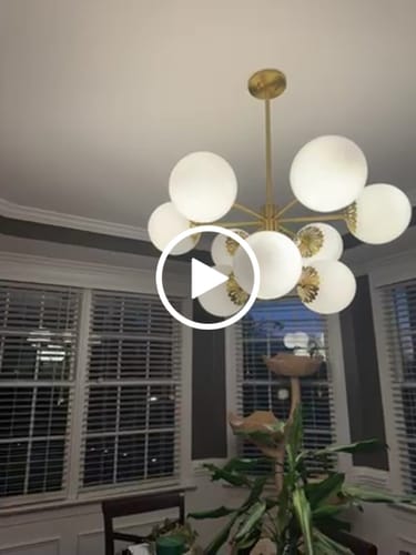 Customer video review of Brass Daisy Tiered Opal Glass Globe Sputnik Chandelier