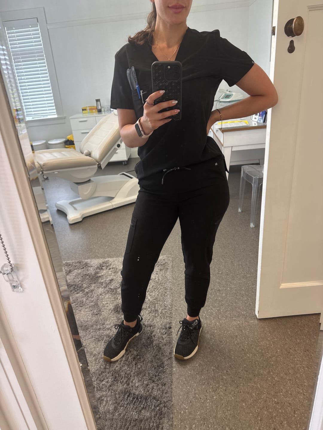 Customer photo review of FLORENCE Three Chest Pocket Scrub Top (Original SLTECH™ fabric) - Black