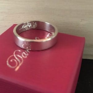 Customer photo review of Custom Fingerprint Engraved Wide Unisex Ring Band [6mm], Sterling Silver, Gold Vermeil, Personalized Memorial Christmas Gift for Loss of Family Member