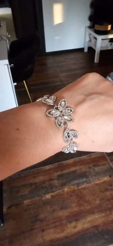 Customer photo review of CHERISH CRYSTAL EARRING AND BRACELET SET IN GOLD OR SILVER (ALSO CLIP-ON EARRING OPTION)