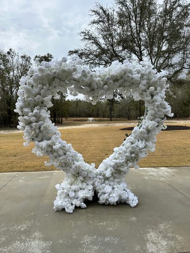 Customer photo review of 8ft Party & Hoop Balloon Double Layer Heart Shape Loop Flower Arch Photo Booth Backdrop Stand Heart Backdrop