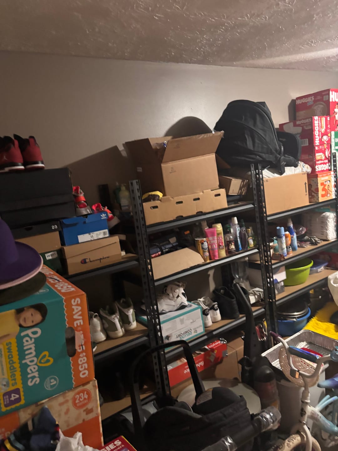 Customer photo review of REIBII 35.5“W Garage Storage Rack, 5-Shelf Adjustable Storage Shelves, 2020lbs Metal Shelving for Pantry Kichen Closet
