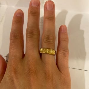 Customer photo review of Custom Fingerprint Engraved Wide Unisex Ring Band [6mm], Sterling Silver, Gold Vermeil, Personalized Memorial Christmas Gift for Loss of Family Member