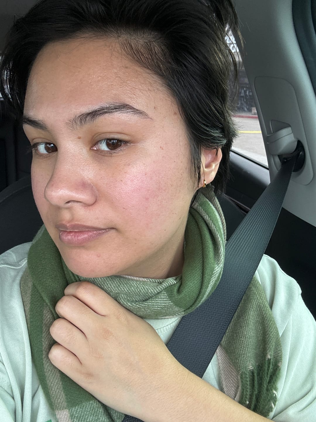 Customer photo review of Ash Micro Huggie Hoop Earrings