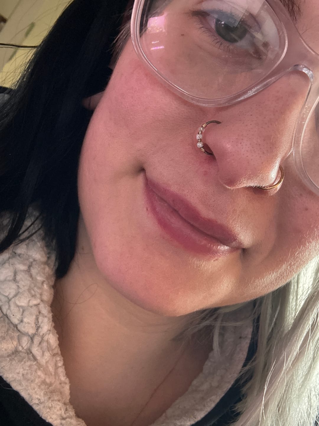 Customer photo review of Coconut - White & Cream Nose Ring Hoop
