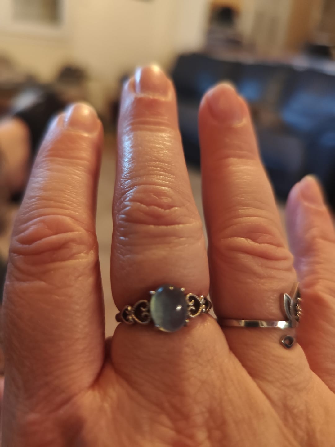 Customer photo review of Bague Ajustable "Cristal de Mer" en Aigue-Marine