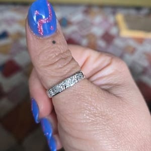 Customer photo review of Custom Actual Dog or Pet Nose Print Wide Fingerband Engraved Ring [4mm], 925 Sterling Silver Gold Vermeil, Pet Memorial Christmas Gift for Pet Lover