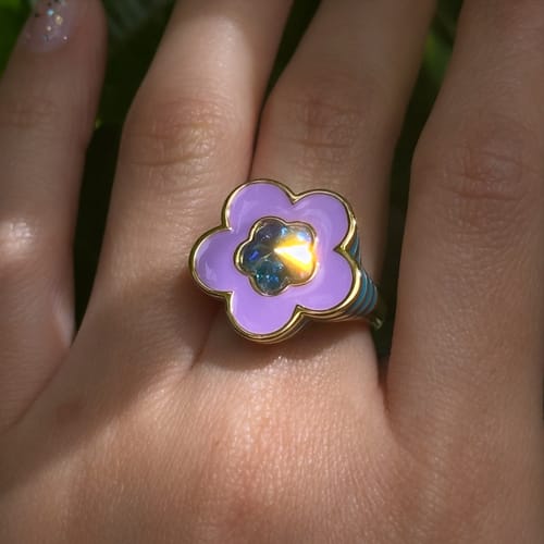 Customer photo review of Violet Purple Flower Ring