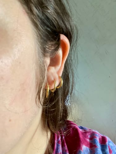 Customer photo review of My Huggies Hoop Earrings