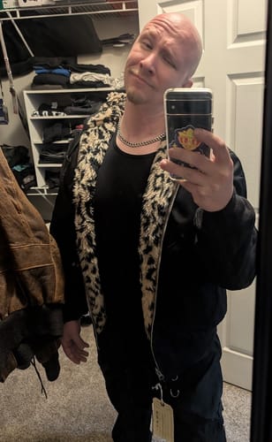 Customer photo review of Leopard Print Reversible Deck Jacket - Black