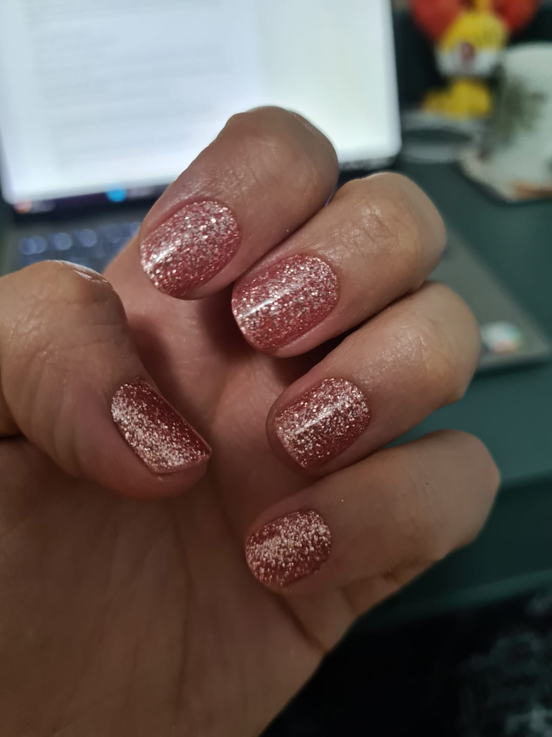 Customer photo review of NEW Pink Diamond Shimmer DIY Semicured Gel Nail Sticker Kit (LIMITED EDITION)