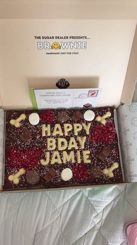 Customer photo review of Custom message dick brownie