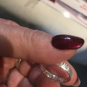 Customer photo review of Custom Fingerprint Engraved Thin Ring Band [4mm], 925 Sterling Silver, Gold Vermeil, Personalized Memorial Christmas Gift for Loss of Family Member