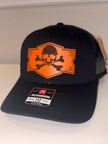 Customer photo review of Custom Leather Patch Hats Richardson 112 Laser Engraved