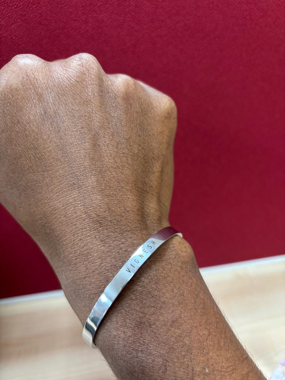 Customer photo review of Personalised Silver Kada