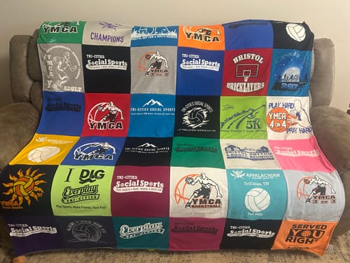 T-shirt quilt with sports, youth development themes by Sean from TN