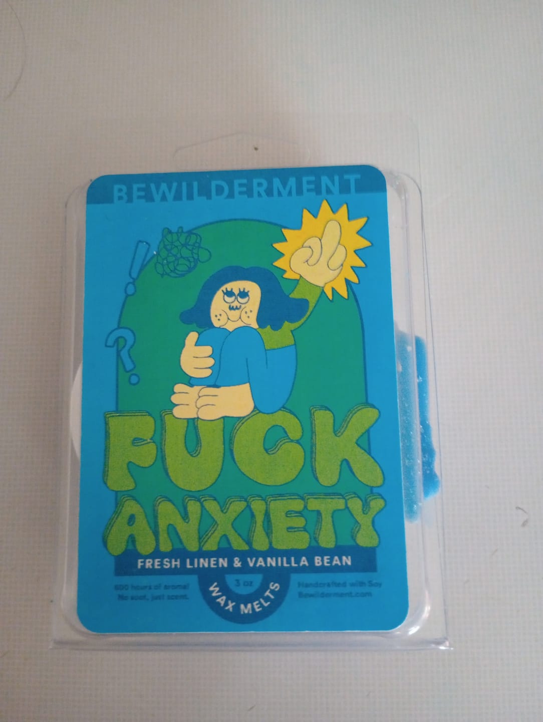 Customer photo review of F*ck Anxiety Wax Melts
