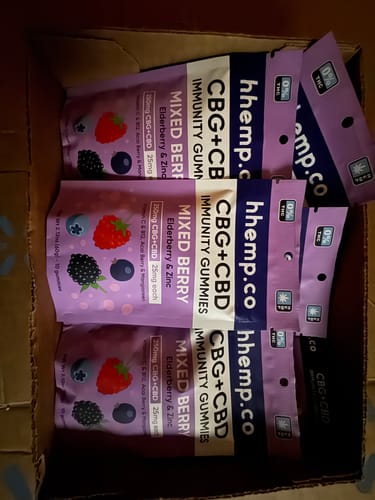 Customer photo review of hhemp.co CBG + CBD Immunity Gummies - Mixed Berry (25mg)