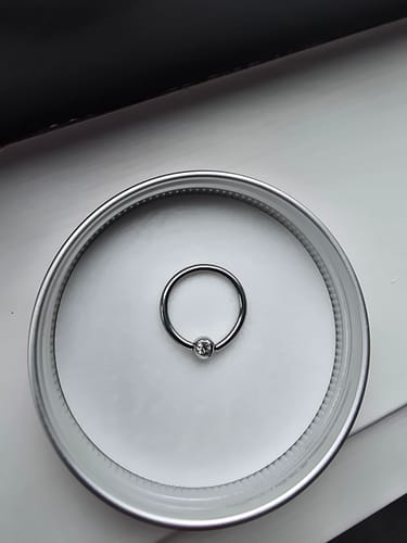 Customer photo review of One End Ball Hoop Captive Belly Rings