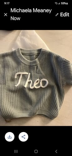 Customer photo review of Hand Knitted Personalized Sweater
