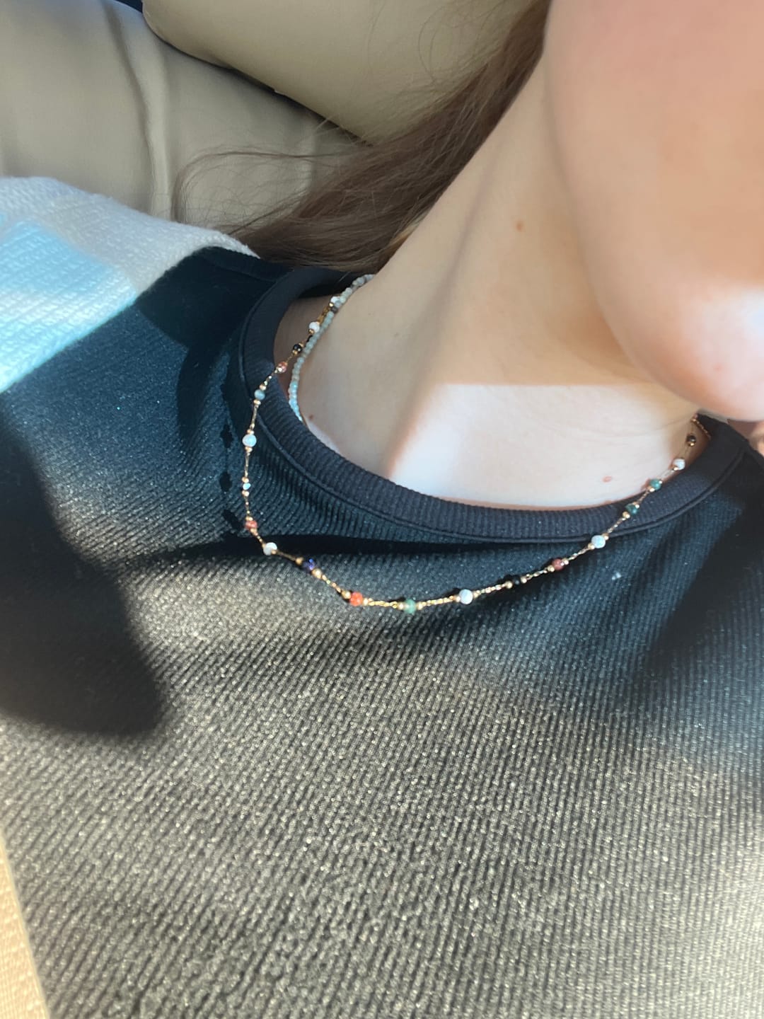 Customer photo review of Lulu Beaded Stone Necklace