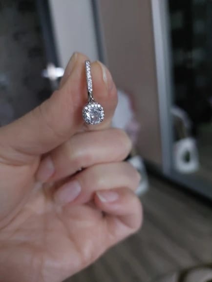 Customer photo review of Sterling Silver Huggie Hoop Earrings 2Ct Moissanite Center Stone — Silver | KIMLUD