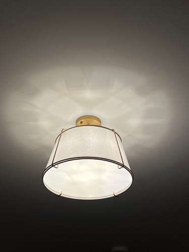 Customer photo review of Contemporary Wide Linen Drum Brass Semi Flush Mount