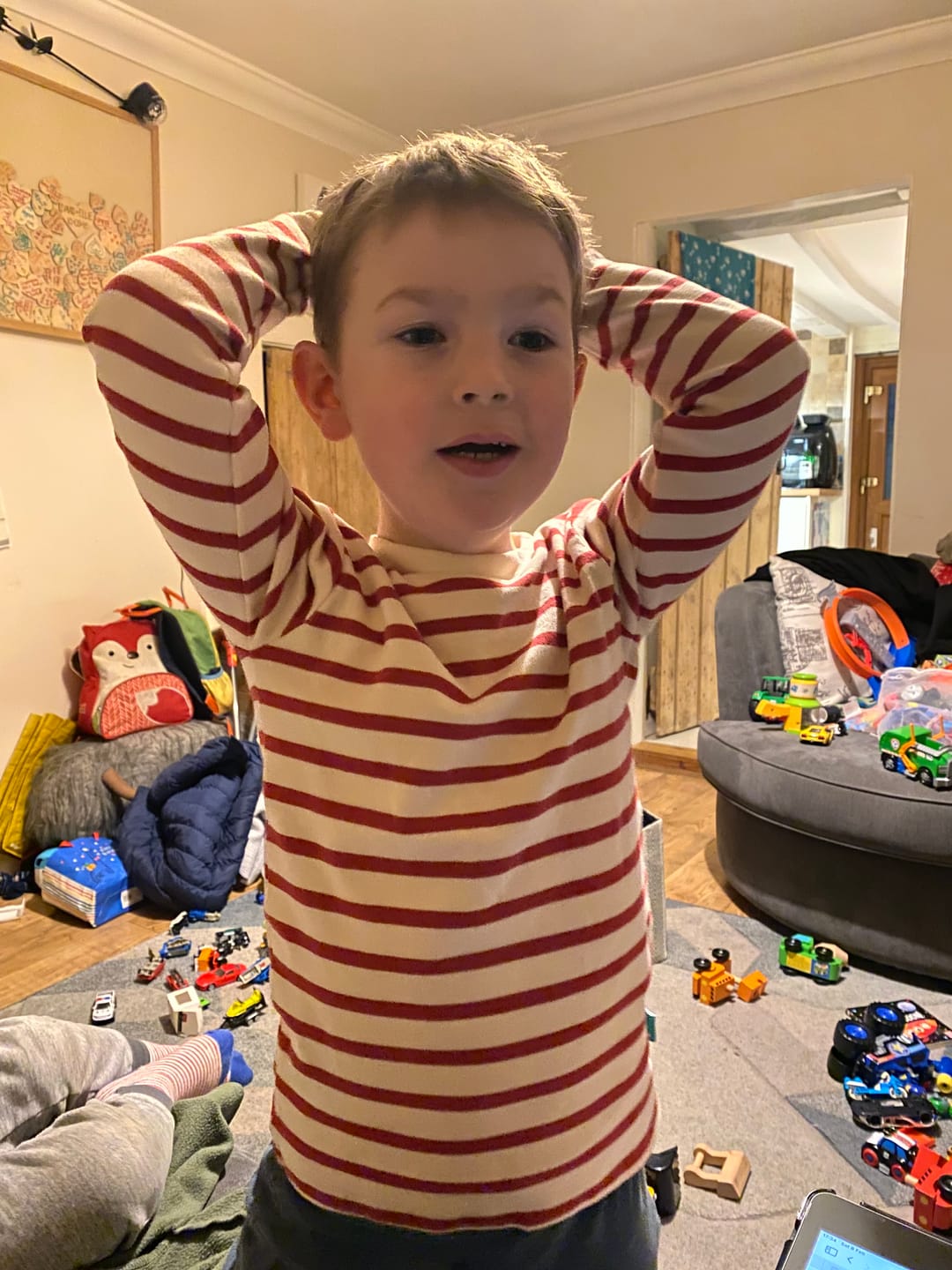 Customer photo review of Stripes Forever Soft Red Long Sleeve T-Shirt
