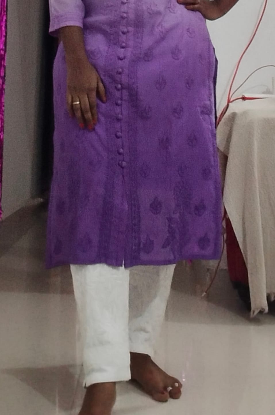 Customer photo review of White Chikankari Pant