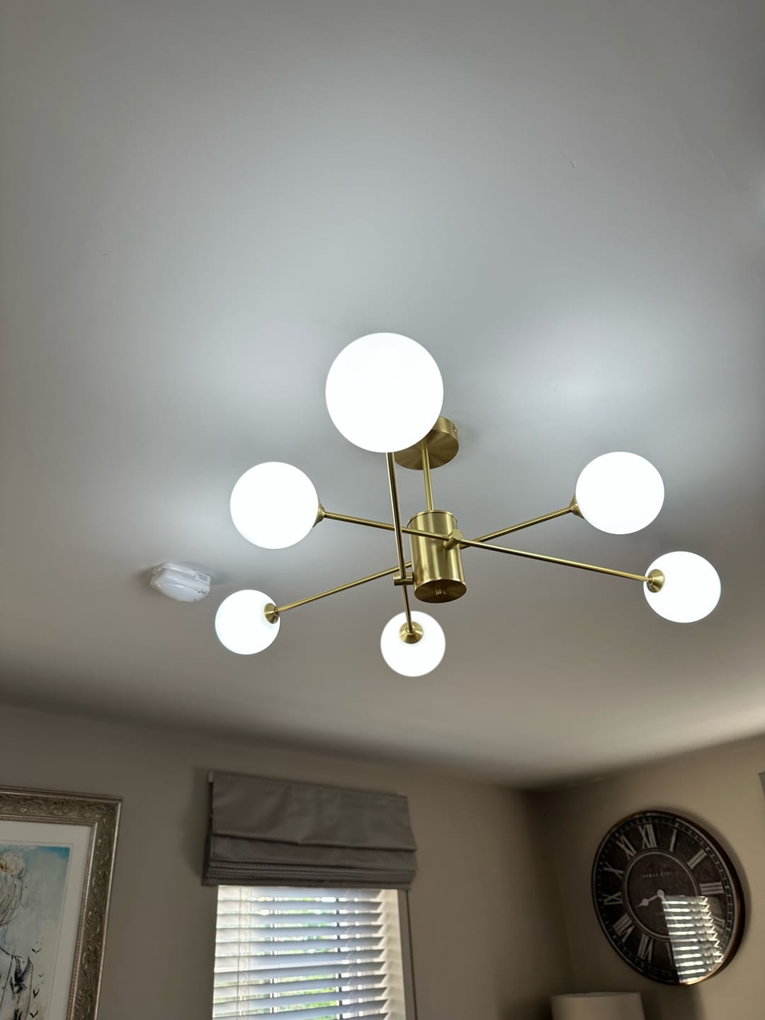 Customer photo review of 6-Light Opal Glass Globe Linear Sputnik Semi Flush