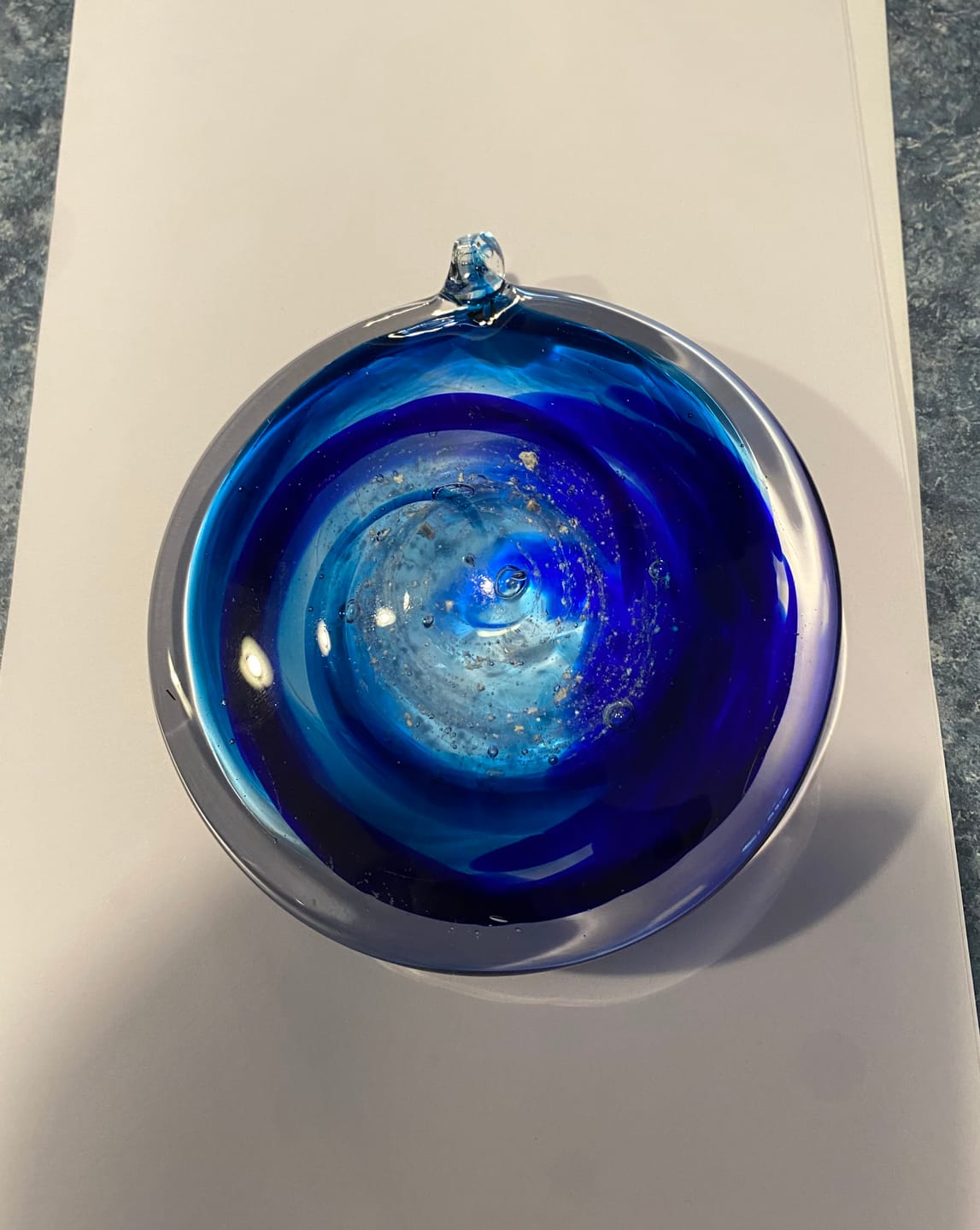 Customer photo review of Glass Suncatcher with Infused Cremation Ash