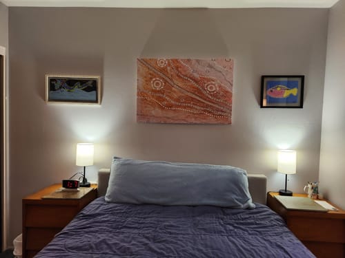 Customer photo review of Land Sky -  Aboriginal Art Print by Holly Stowers - Canvas or Fine Art Print - Dot Painting