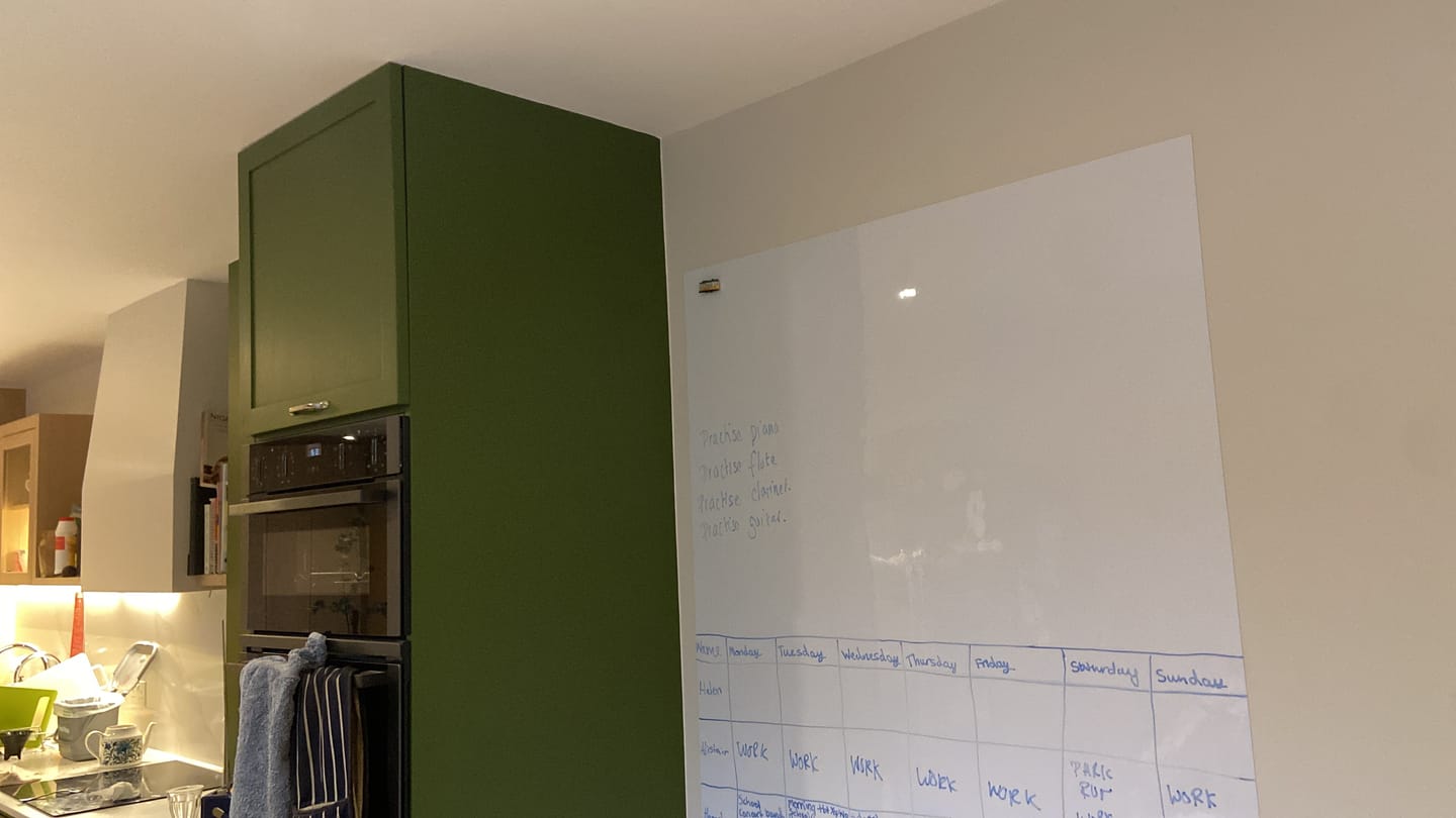 Customer photo review of FlexiStick Self-Adhesive Magnetic Whiteboard Wallpaper