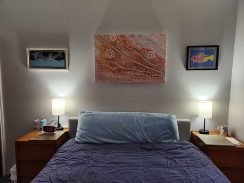 Customer photo review of Land Sky -  Aboriginal Art Print by Holly Stowers - Canvas or Fine Art Print - Dot Painting