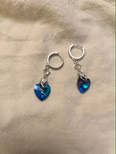 Customer photo review of Sterling Silver Earrings Heart-Shaped Zircon — Blue | KIMLUD