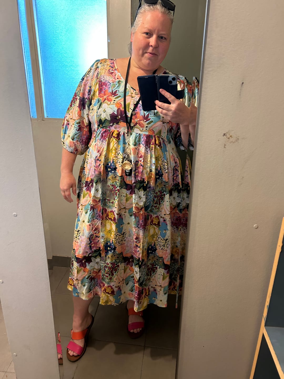 Customer photo review of Zandra Dress in Pink Multi