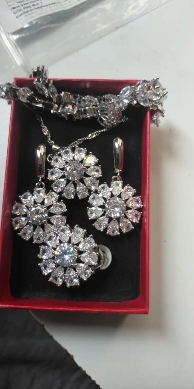 Customer photo review of Sterling Silver Jewelry Set With Blue Zircon — Blue Zircon | KIMLUD