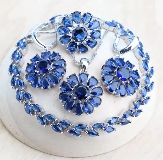 Customer photo review of Sterling Silver Jewelry Set With Blue Zircon — Blue Zircon | KIMLUD